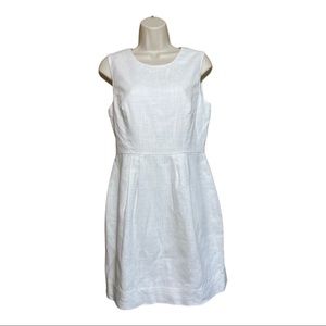 Kate Spade Tiff Linen Sheath Dress Pleated White Sleeveless sz 8